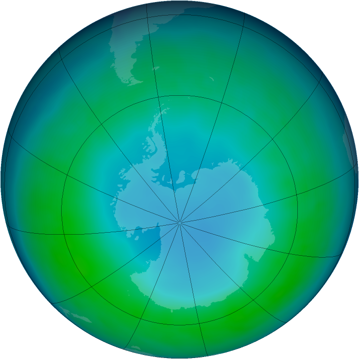 Antarctic ozone map for May 2013